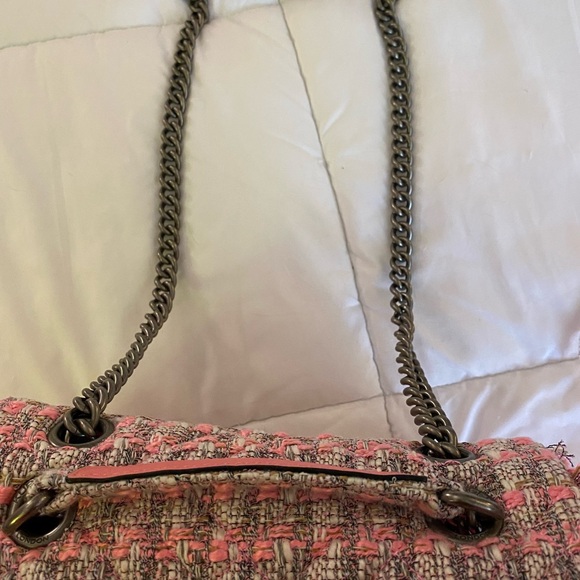Kurt Geiger Pink Tweed Shoulder Bag with Chain - Picture 11 of 12